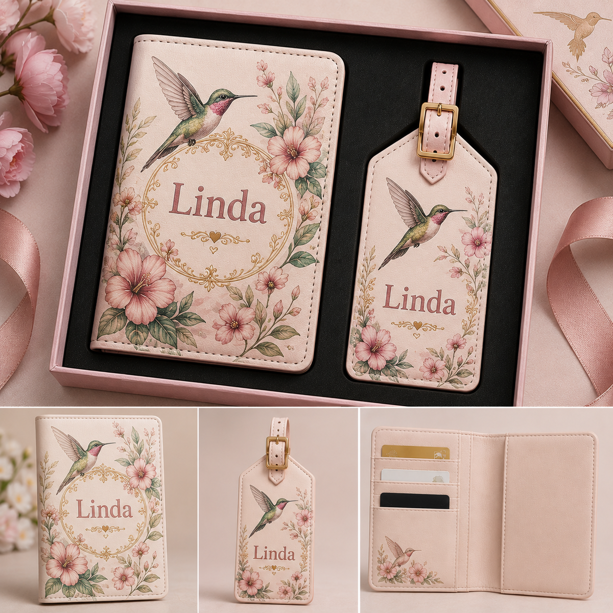 Custom Name Travel Wallet and Luggage Tag Set – Personalized Gift for Her
