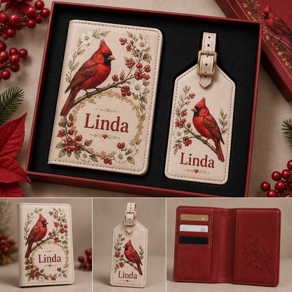 Custom Name Travel Wallet and Luggage Tag Set – Personalized Gift for Her