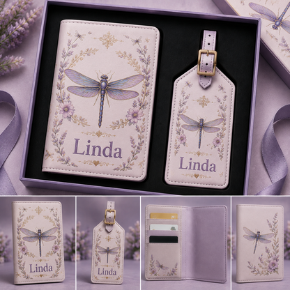 Custom Name Travel Wallet and Luggage Tag Set – Personalized Gift for Her