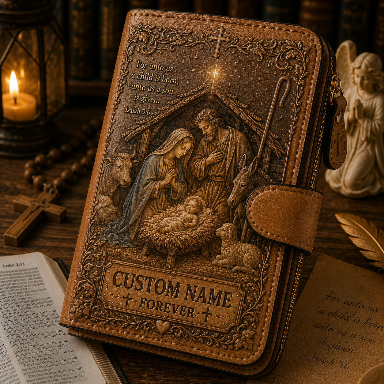 🙏 Personalized Christian Wallet with Custom Name – Bible Verse Faith Gift for Believers