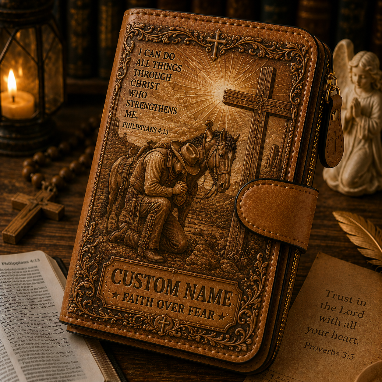 🙏 Personalized Christian Wallet with Custom Name – Bible Verse Faith Gift for Believers