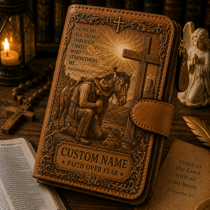 🙏 Personalized Christian Wallet with Custom Name – Bible Verse Faith Gift for Believers