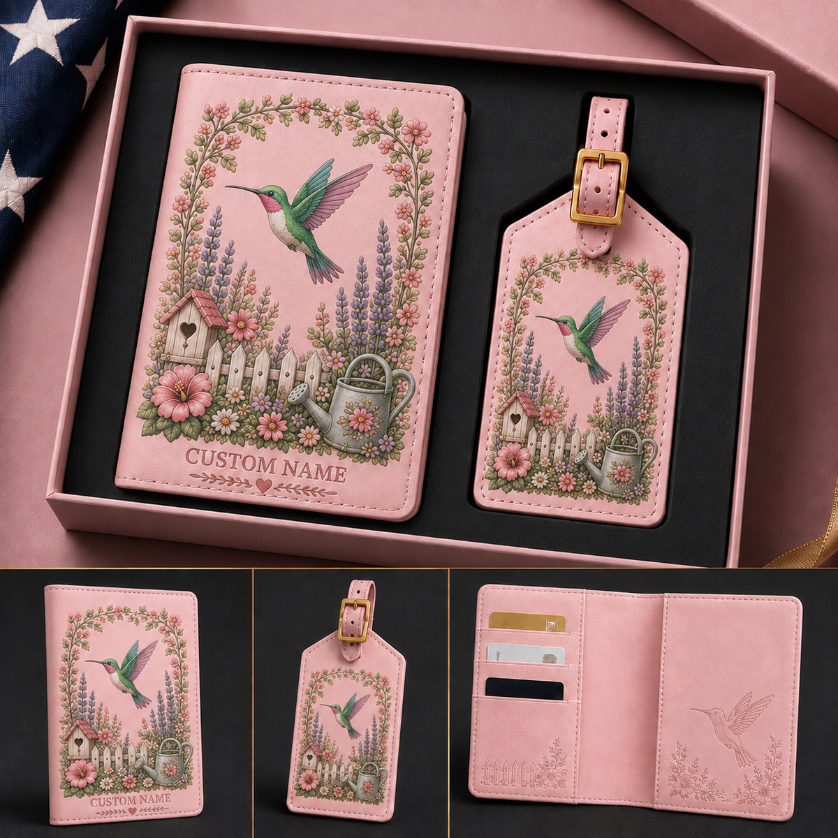 🌸 Personalized Garden Passport Holder & Luggage Tag Set - Perfect Gift For Her🌿
