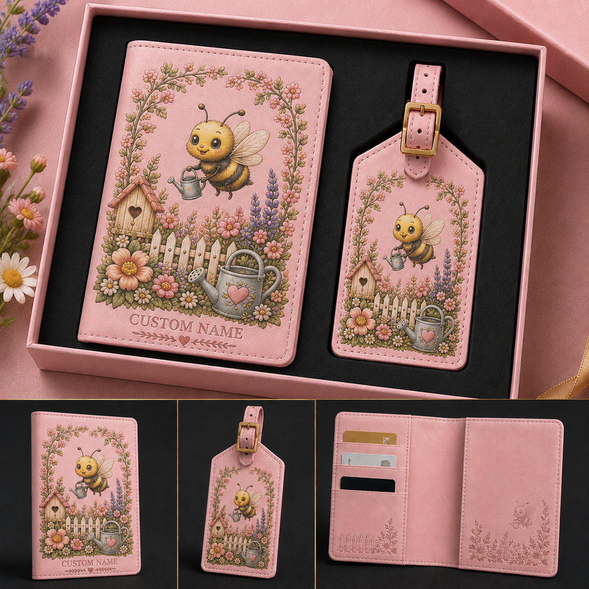 🌸 Personalized Garden Passport Holder & Luggage Tag Set - Perfect Gift For Her🌿