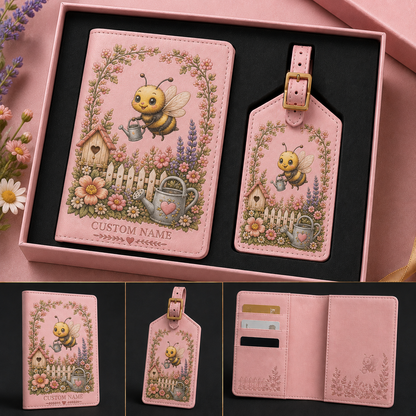 🌸 Personalized Garden Passport Holder & Luggage Tag Set - Perfect Gift For Her🌿