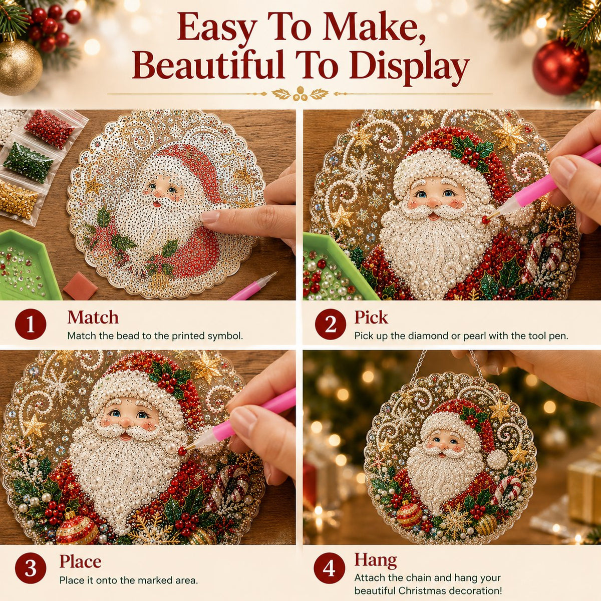 Christmas Pearl Diamond Art Hanging Ornament Kit