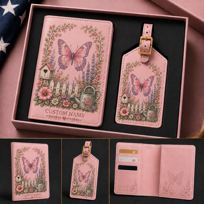 🌸 Personalized Garden Passport Holder & Luggage Tag Set - Perfect Gift For Her🌿